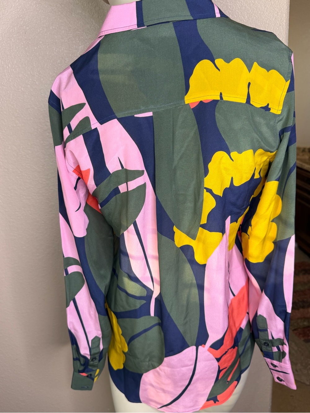 Boden Silk Blouse in Pink, Yellow, Navy & Olive - Picture 3 of 5